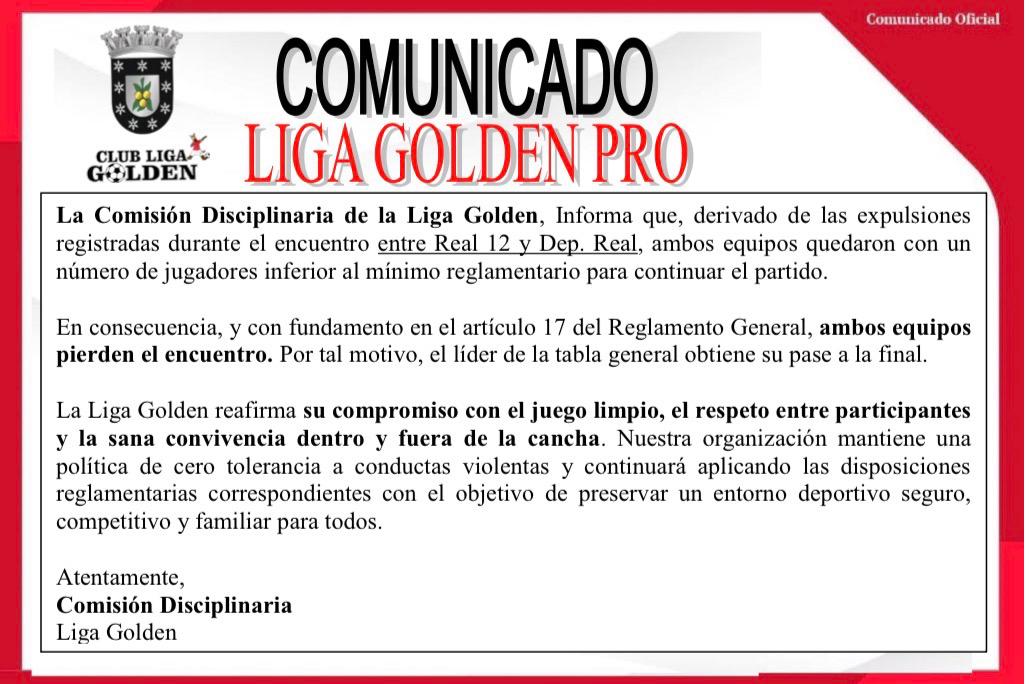 Comunicado Oficial — Comisión Disciplinaria Liga Golden